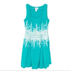 Max Studio Boho Crochet Floral Pleated Dress Large